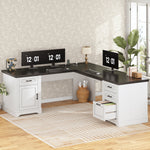 Suter L-Shaped Executive Desk with File Drawer and Power Outlet
