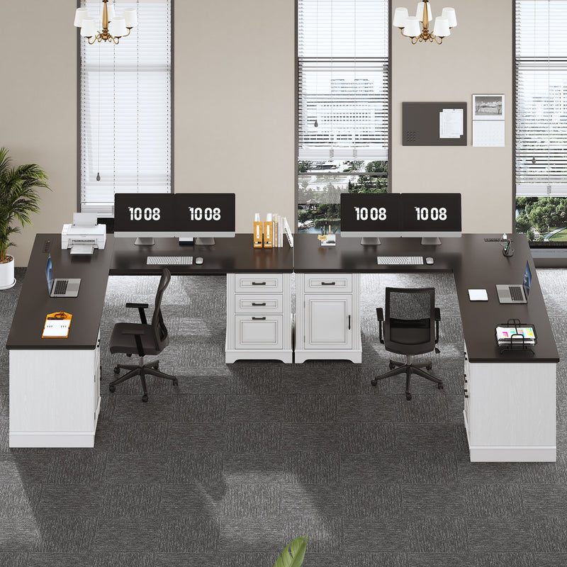 Suter L-Shaped Executive Desk with File Drawer and Power Outlet