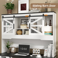 57" Farmhouse L Shaped Executive Desk With Drawers and Hutch, Home Office Corner Desk With Charging Station, White