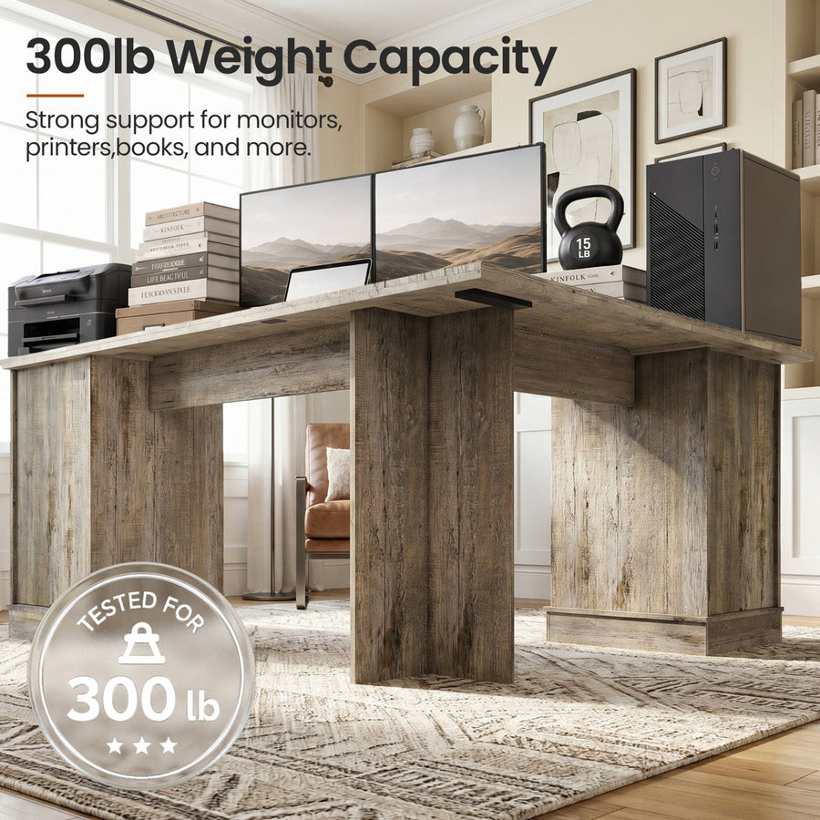 71" L-shaped Executive Desk With Power Outlets And File Drawer