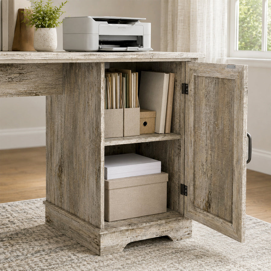 71" L-shaped Executive Desk With Power Outlets And File Drawer