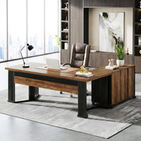 Barbrook 70.86" L-Shaped Executive Desk and Mobile Lateral File Cabinet 2-Piece Set