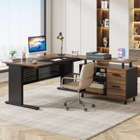 Ottovile 63'' W Executive Desk with File Cabinet for Home Office