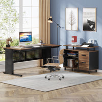 Ottovile 63'' W Executive Desk with File Cabinet for Home Office