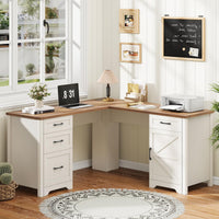 59” L Shaped Executive Desk With Power Outlets