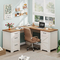 59” L Shaped Executive Desk With Power Outlets