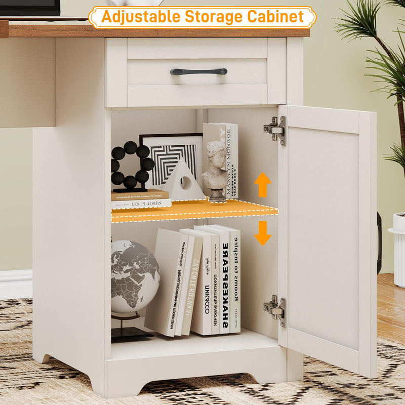 59” L Shaped Executive Desk With Power Outlets