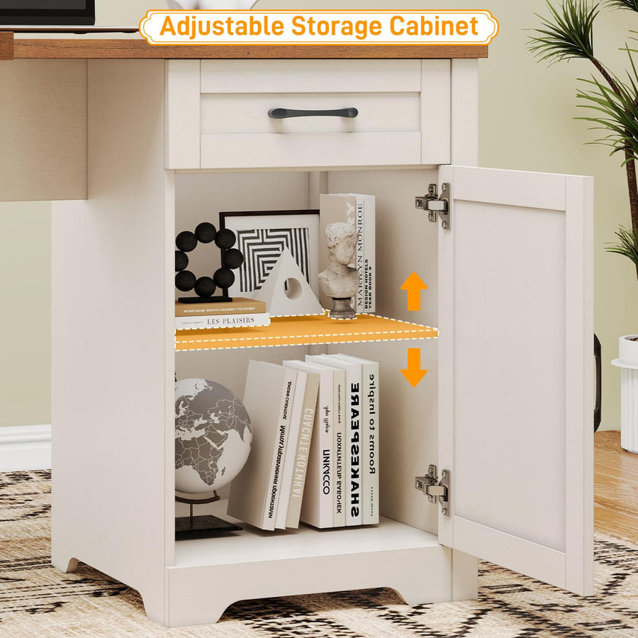 59” L Shaped Executive Desk With Power Outlets