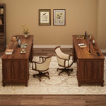 60" Wooden Home Office Desk with File Drawers, Executive Desk with Adjustable Cabinet