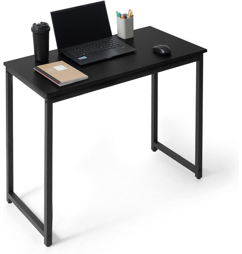Black Modern Work Desk, Space-Saving Home Office Writing Desk, Multiple Options