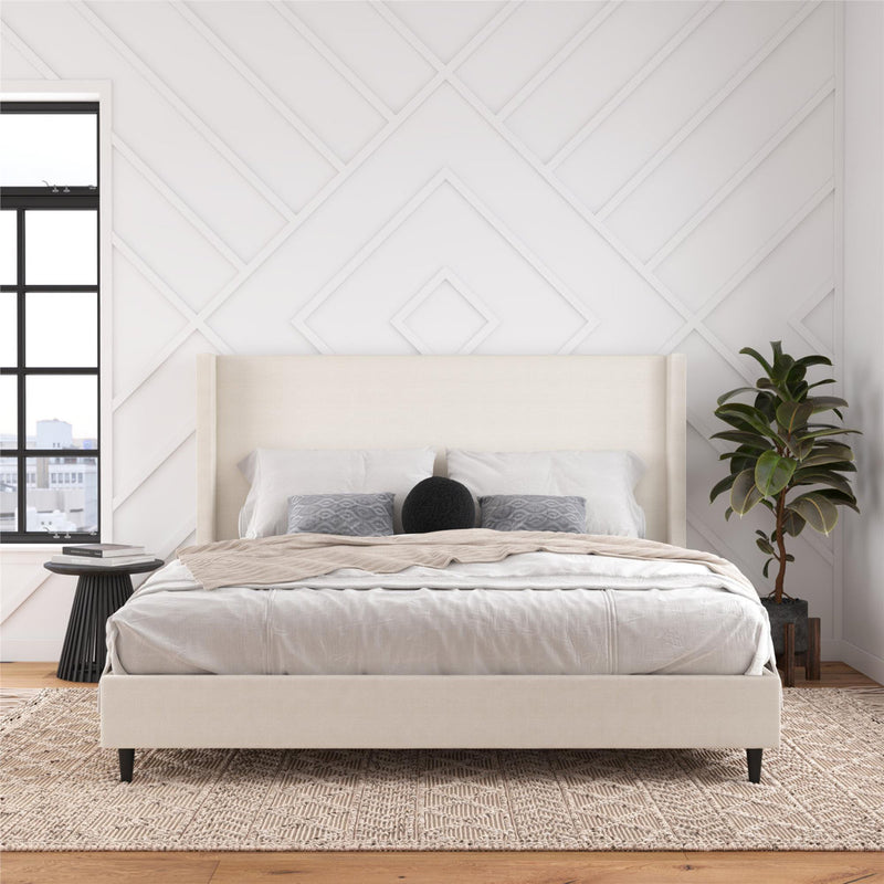 Ana King Upholstered Wingback Bed