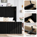 Velvet Upholstered Wingback Platform Bed