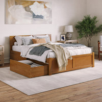 Orlando Solid Wood Platform Bed with Panel Footboard & Storage Drawers