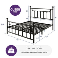 Vintage Iron Bed Frame With Elegant Headboard - Sturdy Construction, Spacious Under-Bed Storage, And Easy Assembly