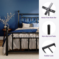 Vintage Iron Bed Frame With Elegant Headboard - Sturdy Construction, Spacious Under-Bed Storage, And Easy Assembly