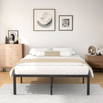 Turberville 16'' Black Metal Platform Bed Frame With 11-leg-support, No Box Spring Needed, Queen Size