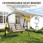 3-Person Outdoor Canopy Porch Swing Chair, Breathable Textilene Seat & Armrests, Adjustable Canopy Shade, Heavy-Duty Powder-Coated Steel Frame for Patio, Backyard, Poolside & Balcony, Beige