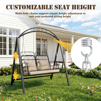 3-Person Outdoor Canopy Porch Swing Chair, Breathable Textilene Seat & Armrests, Adjustable Canopy Shade, Heavy-Duty Powder-Coated Steel Frame for Patio, Backyard, Poolside & Balcony, Beige