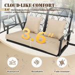 3-Person Outdoor Canopy Porch Swing Chair, Breathable Textilene Seat & Armrests, Adjustable Canopy Shade, Heavy-Duty Powder-Coated Steel Frame for Patio, Backyard, Poolside & Balcony, Beige