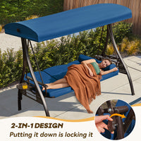 Fassold Outdoor Patio Swing Chair for 3 People, with Removable Cushion and Convertible Canopy