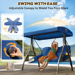 Fassold Outdoor Patio Swing Chair for 3 People, with Removable Cushion and Convertible Canopy