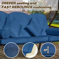 Fassold Outdoor Patio Swing Chair for 3 People, with Removable Cushion and Convertible Canopy