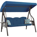 Manhattan Porch Swing w/Rotatable Canopy, 2 in 1 Patio Swing Bed and Swing Chair