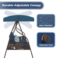 Manhattan Porch Swing w/Rotatable Canopy, 2 in 1 Patio Swing Bed and Swing Chair