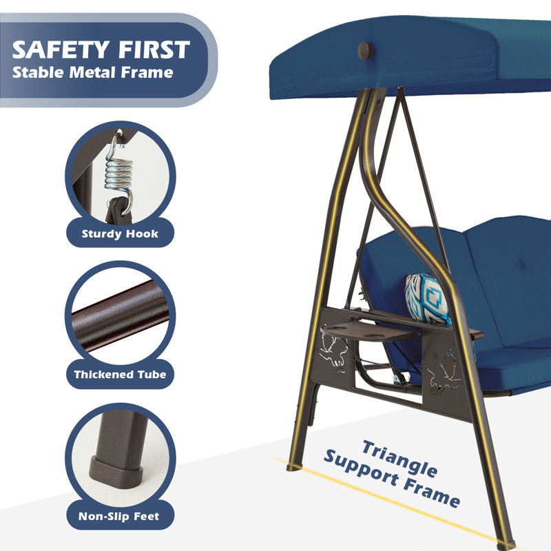 Manhattan Porch Swing w/Rotatable Canopy, 2 in 1 Patio Swing Bed and Swing Chair