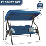 Manhattan Porch Swing w/Rotatable Canopy, 2 in 1 Patio Swing Bed and Swing Chair