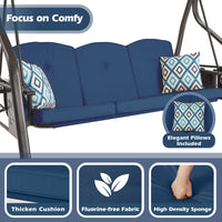 Manhattan Porch Swing w/Rotatable Canopy, 2 in 1 Patio Swing Bed and Swing Chair