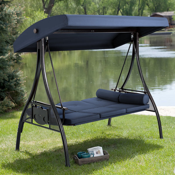 Kolyn Porch Swing with Stand and Adjustable Canopy