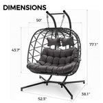 2 Person Outdoor/Indoor Porch Swings With Stand Double Hanging Egg Chair With Cozy Cushion And Cover