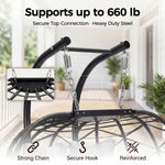 2 Person Outdoor/Indoor Porch Swings With Stand Double Hanging Egg Chair With Cozy Cushion And Cover