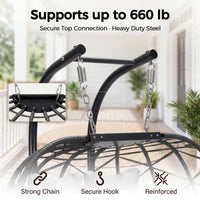 2 Person Outdoor/Indoor Porch Swings With Stand Double Hanging Egg Chair With Cozy Cushion And Cover