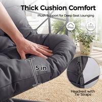 2 Person Outdoor/Indoor Porch Swings With Stand Double Hanging Egg Chair With Cozy Cushion And Cover