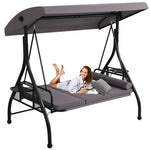Patio 3 Seat Outdoor Porch Swing, Outdoor 2-in-1 Swings Glider Chair for Adults with Adjustable Canopy & Pillows, Outside Swing Bench for Backyard, Garden, Yard, Poolside, Balcony