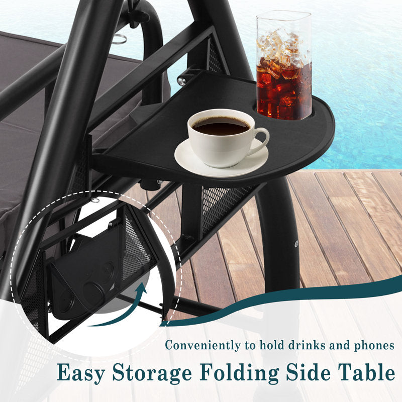 Patio 3 Seat Outdoor Porch Swing, Outdoor 2-in-1 Swings Glider Chair for Adults with Adjustable Canopy & Pillows, Outside Swing Bench for Backyard, Garden, Yard, Poolside, Balcony