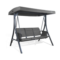 Brenda 3-Seat Outdoor Porch Swing Glider, Patio Swing with Adjustable Canopy, Heavy-Duty Steel Frame, Breathable Textilene Seat and Backrest, Side Pockets, Gray