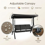 Brenda 3-Seat Outdoor Porch Swing Glider, Patio Swing with Adjustable Canopy, Heavy-Duty Steel Frame, Breathable Textilene Seat and Backrest, Side Pockets, Gray