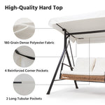 2-Person Outdoor Porch Swing with Adjustable Canopy & Stand, 2-in-1 Convertible Swing to Flat Bed, Patio Glider Bench with Thick Cushions, Heavy-Duty Steel Frame, Weather Resistant, for Garden, Yard, Deck
