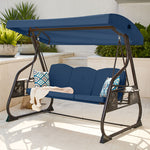 800lbs Outdoor Patio Swing With Stand W/canopy & Adjustable Backrest
