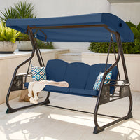 800lbs Outdoor Patio Swing With Stand W/canopy & Adjustable Backrest