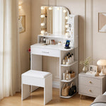 Makeup Vanity Set with Stool & Adjustable Brightness Light