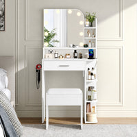 Makeup Vanity Set with Stool & Adjustable Brightness Light