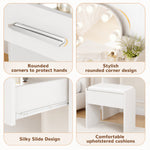 Makeup Vanity Set with Stool & Adjustable Brightness Light