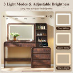 55 Inch Modern Large Vanity Desk with 5 Drawers & LED Mirror