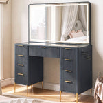 48 Inch Modern Makeup Vanity Desk with Mirror, Lights & 9 Drawers