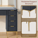 48 Inch Modern Makeup Vanity Desk with Mirror, Lights & 9 Drawers