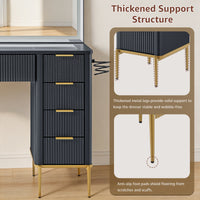 48 Inch Modern Makeup Vanity Desk with Mirror, Lights & 9 Drawers